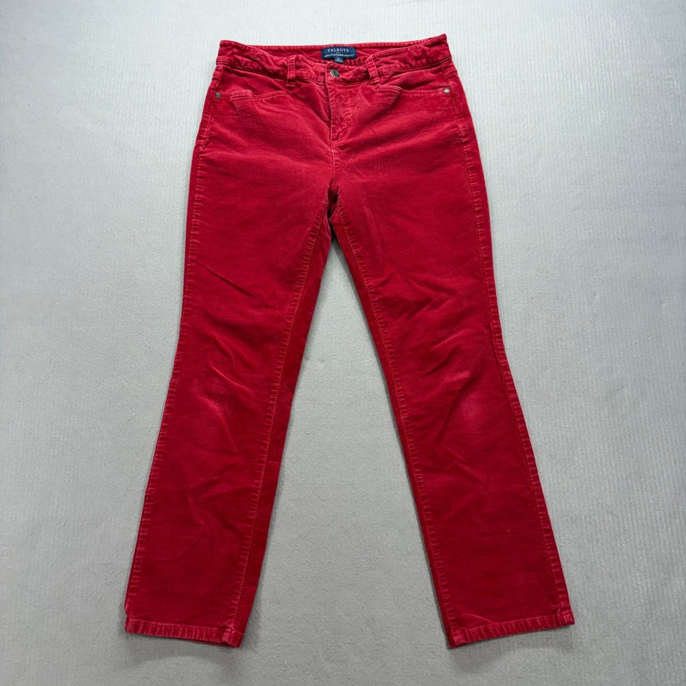 Talbots Corduroy Pants Womens 6P Red Simply Flattering 5-Pocket Straight Leg